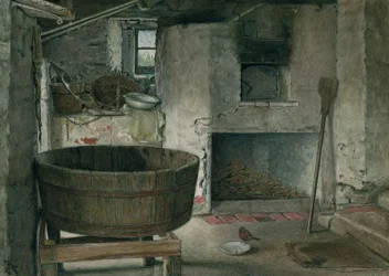 Cottage Interior with Robin